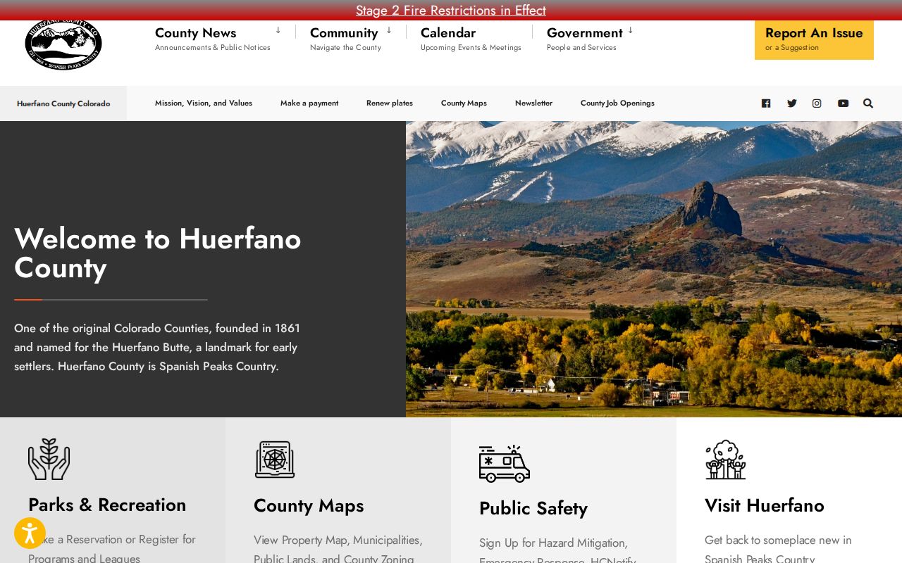 Huerfano County government criminal record offices