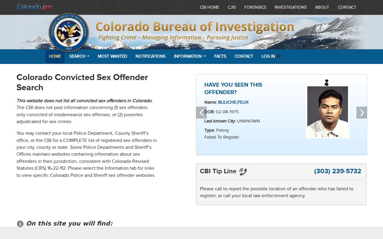 Huerfano County sex offender criminal record search