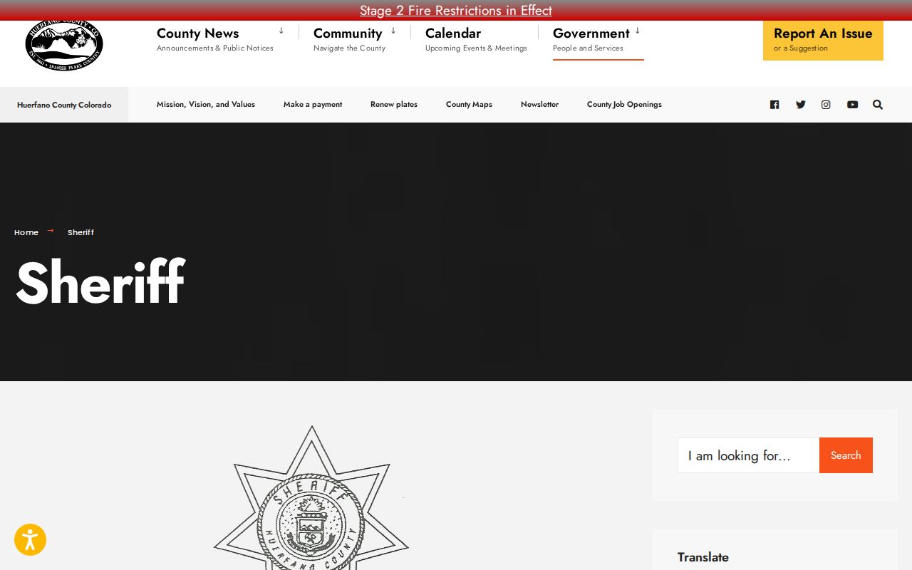 Huerfano County sheriff criminal records office